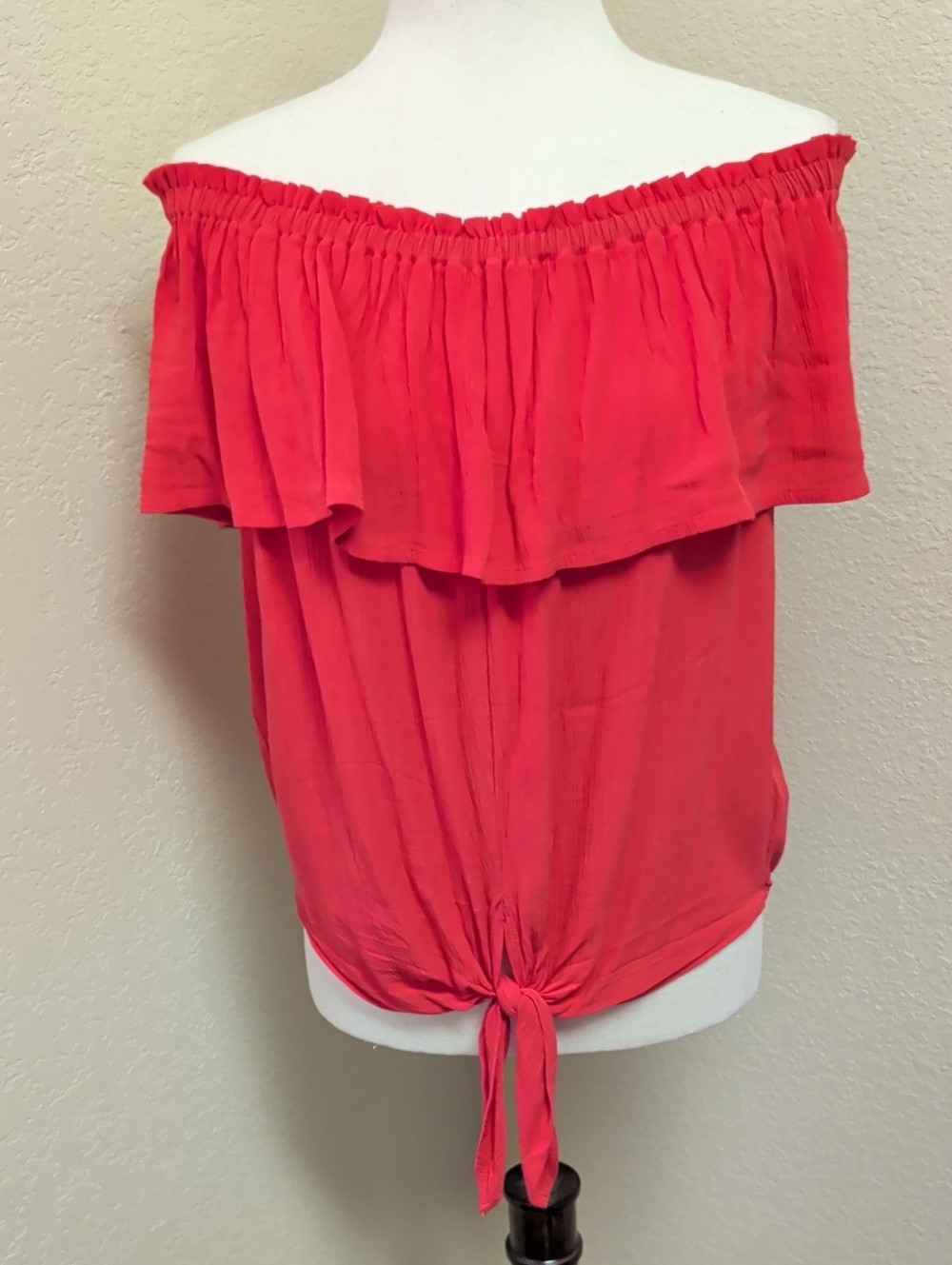 Express Red Ruffle Versatile Off Shoulder Tie Front Top Size Small